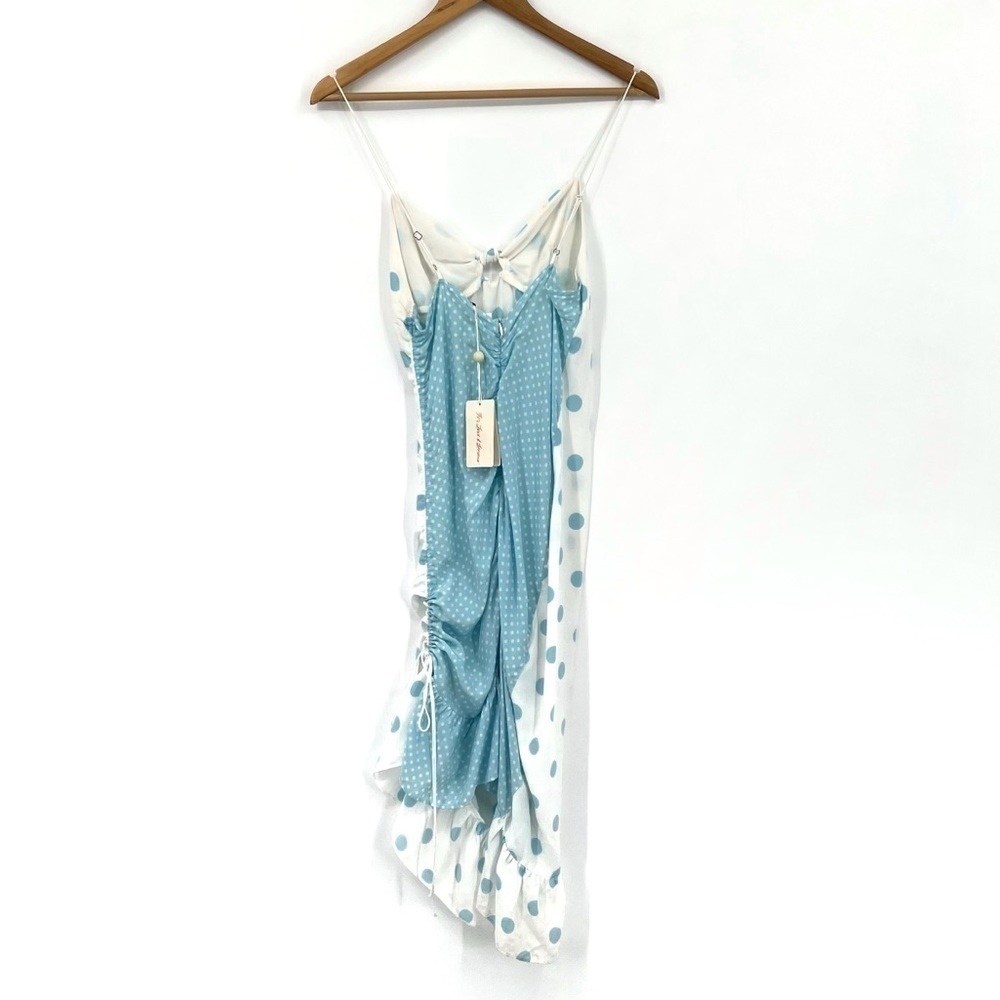 For Love & Lemons Caroline Mini Midi Light Blue Polka Dot Dress New With Tags - Picture 11 of 14